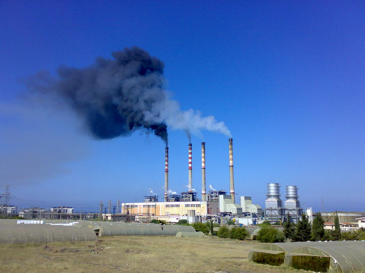 Pollution_Banias Black clouds doom over the blue sky of Banias.