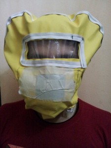 Abu Wael, a paramedic from the town of Zamlka, says he chose the colour yellow for these masks because it reminds children of the cartoon character Sponge Bob. 