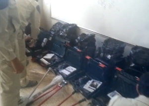 Civil defence volunteers in Kfar Nabel showcasing their equipment during the announcement of their team’s formation in September. Credit: YouTube/ klc.kafranbel klc 